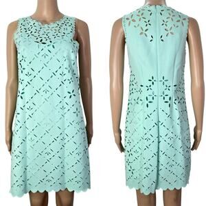 J. Crew Floral Laser Cut Sleeveless Seafoam Green Spring Easter Mini Shift Dress